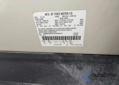 2018 Ford Explorer Xlt из США, поврежденный, VIN 1FM5K8D82JGA80419